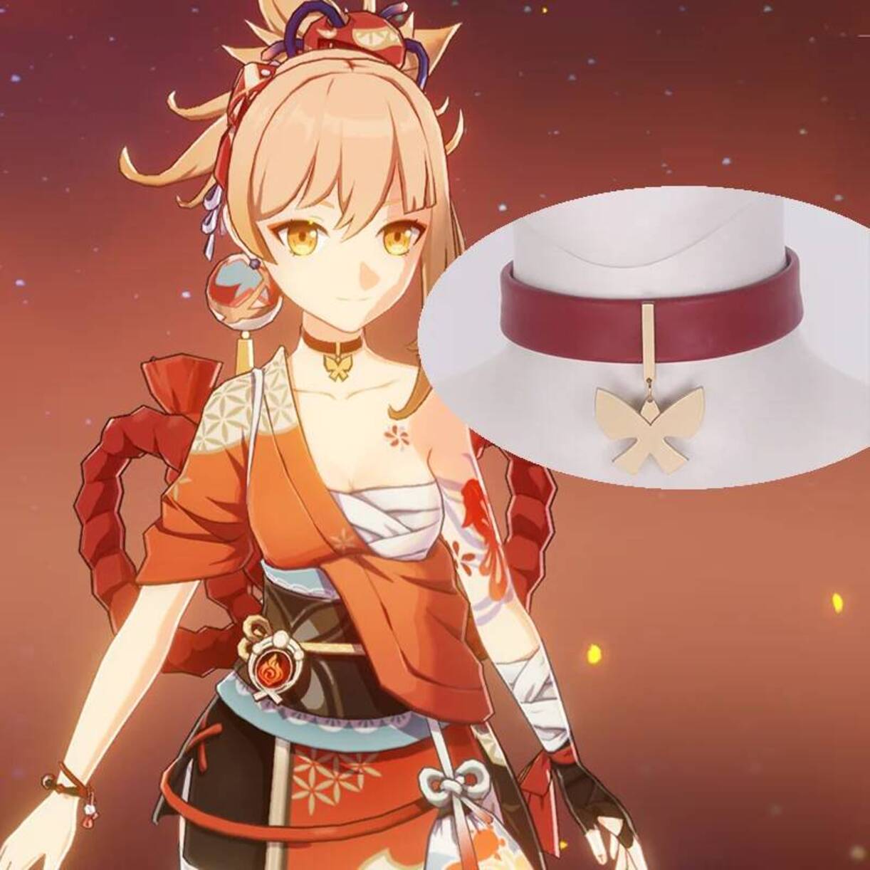 Queen Anime Cosplay - Naszyjnik Genshin Impact Yoimiya, choker, łańcuszek,